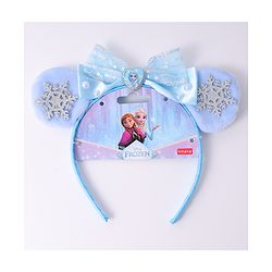 Babyhug Disney Hairband with Bow Applique & Sequin Detailing - Light Blue