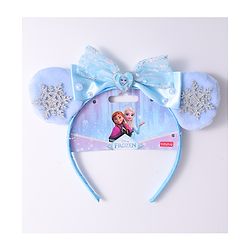 Babyhug Disney Hairband with Bow Applique & Sequin Detailing - Light Blue