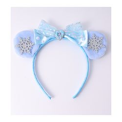 Babyhug Disney Hairband with Bow Applique & Sequin Detailing - Light Blue