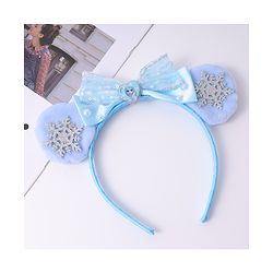 Babyhug Disney Hairband with Bow Applique & Sequin Detailing - Light Blue