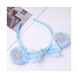 Babyhug Disney Hairband with Bow Applique & Sequin Detailing - Light Blue