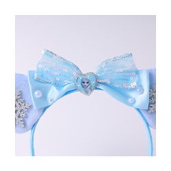 Babyhug Disney Hairband with Bow Applique & Sequin Detailing - Light Blue