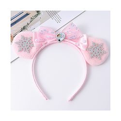 Babyhug Disney Hairband with Bow Applique & Sequin Detailing - Light Blue