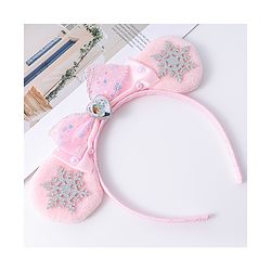 Babyhug Disney Hairband with Bow Applique & Sequin Detailing - Light Blue