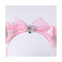 Babyhug Disney Hairband with Bow Applique & Sequin Detailing - Light Blue