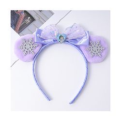 Babyhug Disney Hairband with Bow Applique & Sequin Detailing - Light Blue