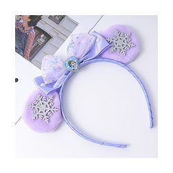 Babyhug Disney Hairband with Bow Applique & Sequin Detailing - Light Blue