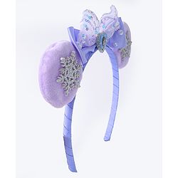 Babyhug Disney Hairband with Bow Applique & Sequin Detailing - Light Blue