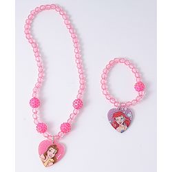 Babyhug Disney Jewellery Set with Disney Princess Pendant Free Size - Pink