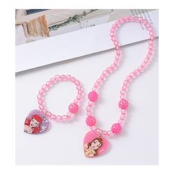 Babyhug Disney Jewellery Set with Disney Princess Pendant Free Size - Pink