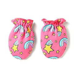 Babyhug 100% Cotton Interlock Knit Cap Mittens & Booties Set With Rainbow Print Pink - Diameter 14 cm
