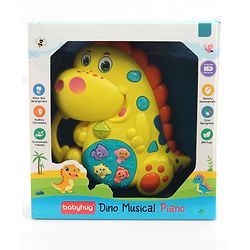Babyhug Dino Musical Piano with Lights and Animal Sounds- Yellow| Volume Control| Early Learning Toy| Musical Toy with Flashing Lights| Drum & Piano| Gift for Boys & Girls| BIS Certified