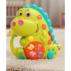Babyhug Dino Musical Piano with Lights and Animal Sounds- Yellow| Volume Control| Early Learning Toy| Musical Toy with Flashing Lights| Drum & Piano| Gift for Boys & Girls| BIS Certified