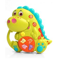 Babyhug Dino Musical Piano with Lights and Animal Sounds- Yellow| Volume Control| Early Learning Toy| Musical Toy with Flashing Lights| Drum & Piano| Gift for Boys & Girls| BIS Certified