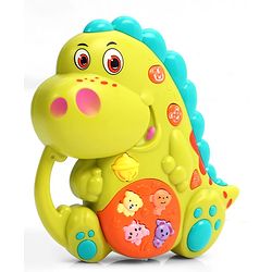 Babyhug Dino Musical Piano with Lights and Animal Sounds- Yellow| Volume Control| Early Learning Toy| Musical Toy with Flashing Lights| Drum & Piano| Gift for Boys & Girls| BIS Certified
