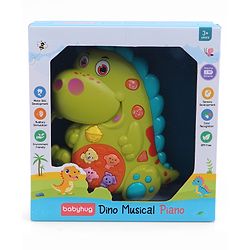 Babyhug Dino Musical Piano with Lights and Animal Sounds- Yellow| Volume Control| Early Learning Toy| Musical Toy with Flashing Lights| Drum & Piano| Gift for Boys & Girls| BIS Certified