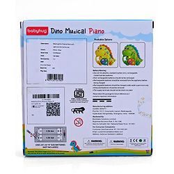 Babyhug Dino Musical Piano with Lights and Animal Sounds- Yellow| Volume Control| Early Learning Toy| Musical Toy with Flashing Lights| Drum & Piano| Gift for Boys & Girls| BIS Certified