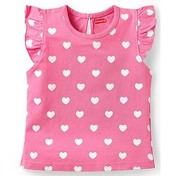 Babyhug Cotton Knit Frill Sleeves T-Shirts with Cup Cake & Heart Print Pack Of 3 - Mauve Yellow & Pink