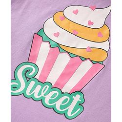 Babyhug Cotton Knit Frill Sleeves T-Shirts with Cup Cake & Heart Print Pack Of 3 - Mauve Yellow & Pink
