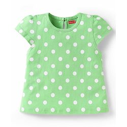 Babyhug Cotton Knit Half Sleeves T-Shirts With Polka Dot & Floral Print Pack Of 3 - Pink & Light Green