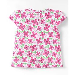 Babyhug Cotton Knit Half Sleeves T-Shirts With Polka Dot & Floral Print Pack Of 3 - Pink & Light Green