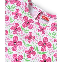 Babyhug Cotton Knit Half Sleeves T-Shirts With Polka Dot & Floral Print Pack Of 3 - Pink & Light Green