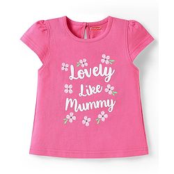 Babyhug Cotton Knit Half Sleeves T-Shirts With Polka Dot & Floral Print Pack Of 3 - Pink & Light Green