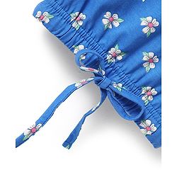Babyhug Cotton Knit Half Sleeves Top with Floral Print - Blue