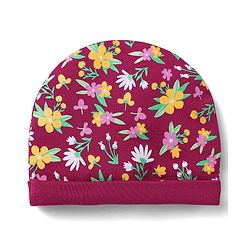 Babyhug 100% Cotton Interlock Knit Caps With Polka Dots & Floral Print Pack Of 2 Marron & Yellow - Diameter 14cm