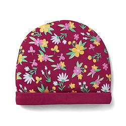 Babyhug 100% Cotton Interlock Knit Caps With Polka Dots & Floral Print Pack Of 2 Marron & Yellow - Diameter 14cm