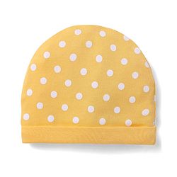 Babyhug 100% Cotton Interlock Knit Caps With Polka Dots & Floral Print Pack Of 2 Marron & Yellow - Diameter 14cm
