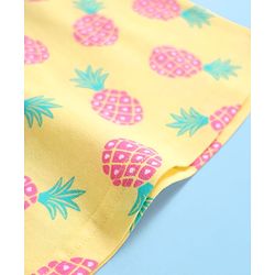 Babyhug Cotton Knit Sleeveless Top With Pineapple Print & Frill Detailing - Yellow