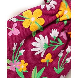 Babyhug 100% Cotton Interlock Knit Mittens & Booties With Floral Print - Maroon