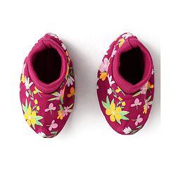 Babyhug 100% Cotton Interlock Knit Mittens & Booties With Floral Print - Maroon