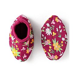Babyhug 100% Cotton Interlock Knit Mittens & Booties With Floral Print - Maroon