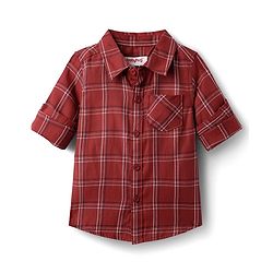 Babyhug Cotton Woven  Full Sleeves Shirt & Trouser Set with Checks - Red & Blue