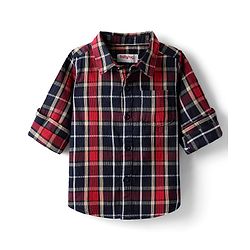 Babyhug Cotton Woven  Full Sleeves Shirt & Trouser Set with Checks - Red Navy Blue & Beige