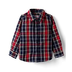 Babyhug Cotton Woven  Full Sleeves Shirt & Trouser Set with Checks - Red Navy Blue & Beige