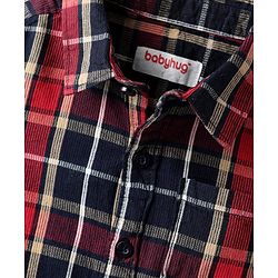 Babyhug Cotton Woven  Full Sleeves Shirt & Trouser Set with Checks - Red Navy Blue & Beige