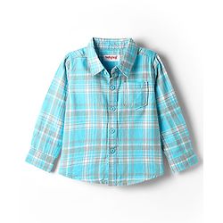Babyhug Cotton Woven Full Sleeves Shirt & Jeans with Checks - Light Blue & Blue