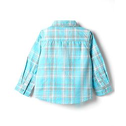 Babyhug Cotton Woven Full Sleeves Shirt & Jeans with Checks - Light Blue & Blue