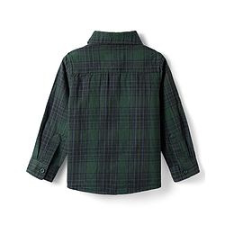 Babyhug Cotton Woven Full Sleeves Checks Shirt & Trouser Set - Dark Green & Beige