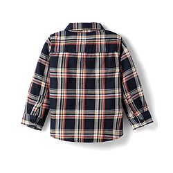 Babyhug Cotton Woven Full Sleeves Checkered Shirt & Trouser Set - Navy Blue & Beige