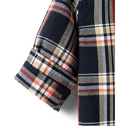 Babyhug Cotton Woven Full Sleeves Checkered Shirt & Trouser Set - Navy Blue & Beige