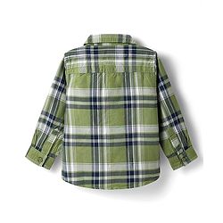 Babyhug Cotton Woven Full Sleeves Checkered Shirt & Denim Jeans - Olive Green & Blue