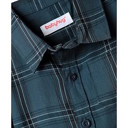 Babyhug Cotton Woven Full Sleeves Shirt & Trouser Set with Checks - Teal Blue & Black