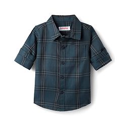 Babyhug Cotton Woven Full Sleeves Shirt & Trouser Set with Checks - Teal Blue & Black