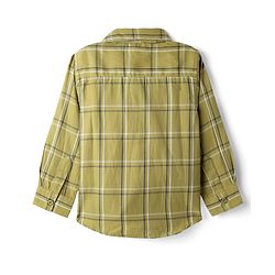 Babyhug Cotton Woven Full Sleeves Shirt & Trouser Set with Checks -  Olive Green & Black