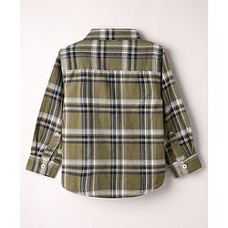 Babyhug Cotton Woven Full Sleeves Checkered Shirt  & Denim Jeans Set - Olive Green & Black