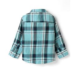 Babyhug Cotton Woven Full Sleeves Checks Shirt & Denim Jeans Set - Turquoise